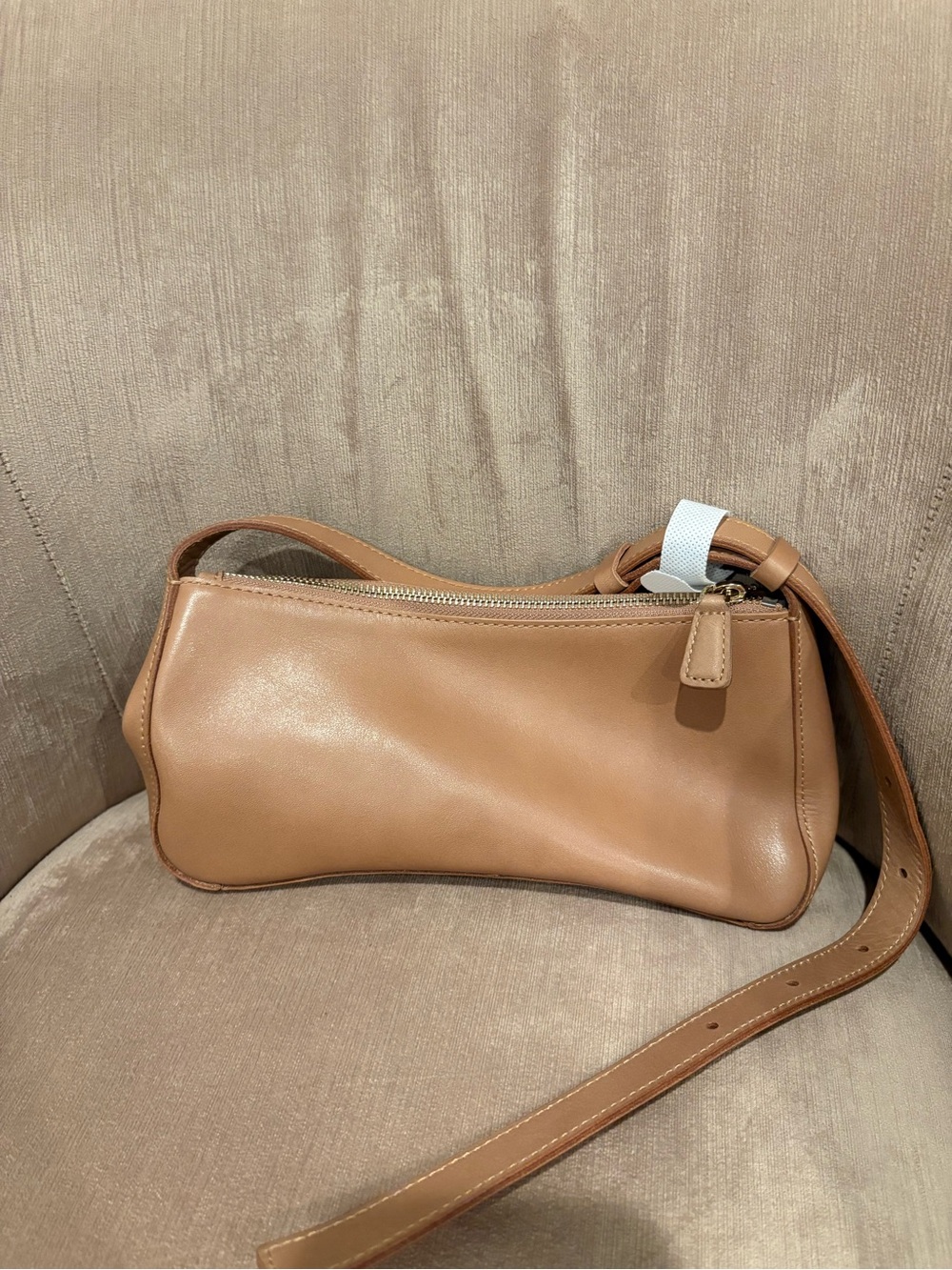 Madewell Brown Leather Shoulder Bag Sculptural Buckle  Crossbody